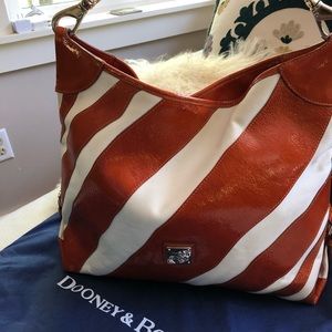 Dooney & Bourke cognac leather and canvas handbag